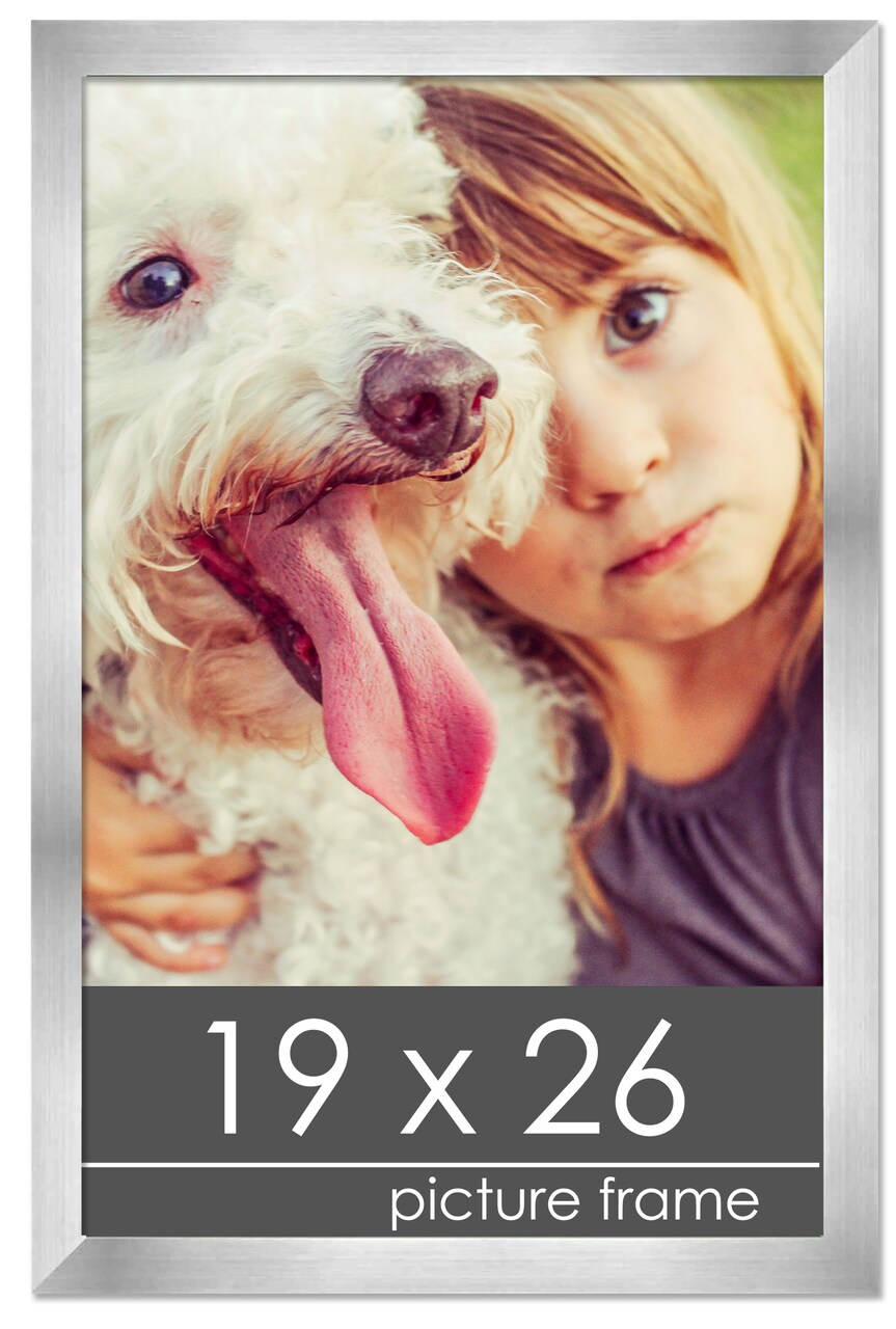 19x26 Silver Wood Picture Frame - UV Acrylic, Foam Board Backing, Hanging Hardware